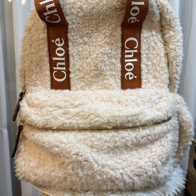 🌸 二手精品 特價🉐 CHLOE 毛茸茸泰迪後背包-1