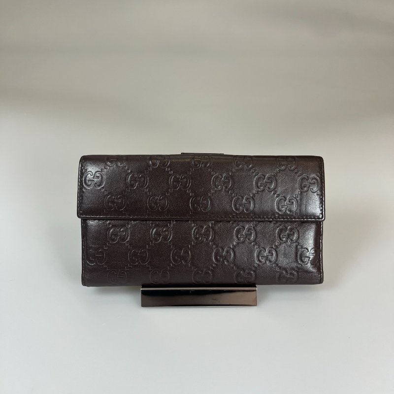 GUCCI 212089 皮壓紋掀蓋長夾-1