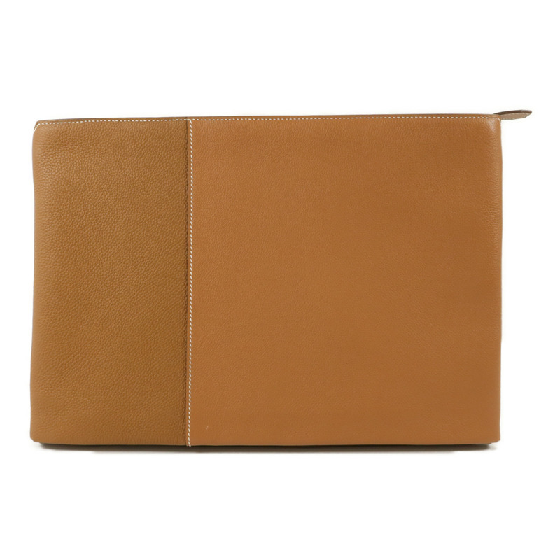 HERMES Togo/Evercolor皮革Manhattan Duo 35手拿包Gold-1