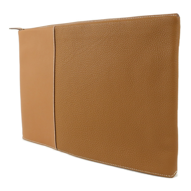 HERMES Togo/Evercolor皮革Manhattan Duo 35手拿包Gold-2
