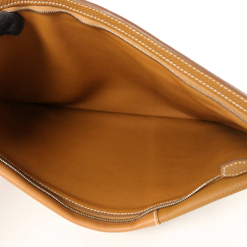 HERMES Togo/Evercolor皮革Manhattan Duo 35手拿包Gold-4