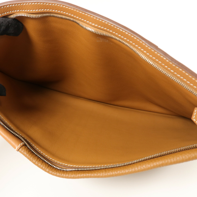 HERMES Togo/Evercolor皮革Manhattan Duo 35手拿包Gold-5