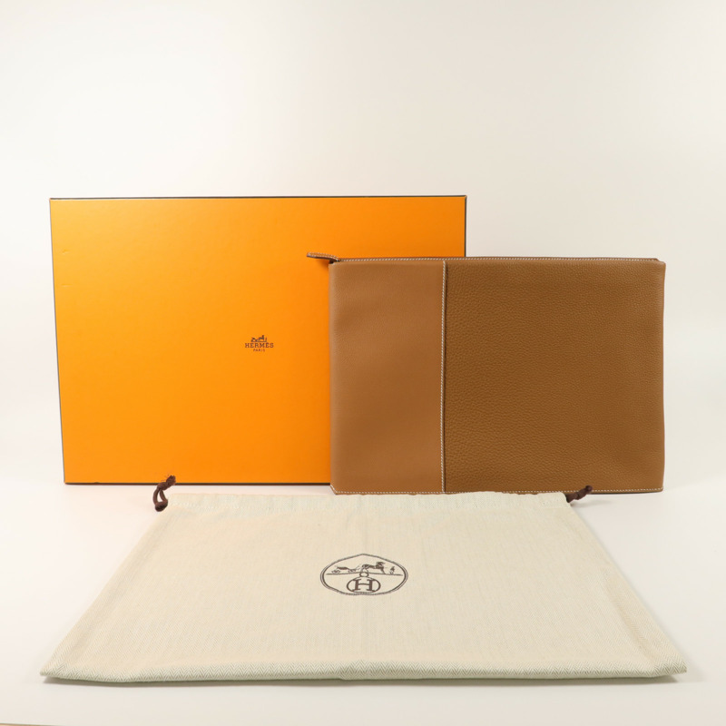 HERMES Togo/Evercolor皮革Manhattan Duo 35手拿包Gold-8