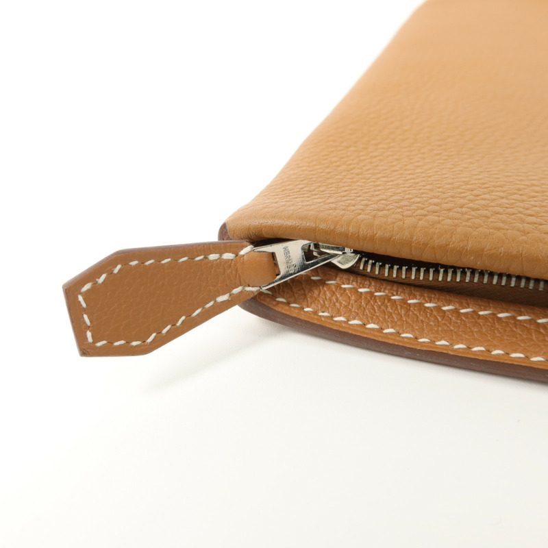 HERMES Togo/Evercolor皮革Manhattan Duo 35手拿包Gold-9