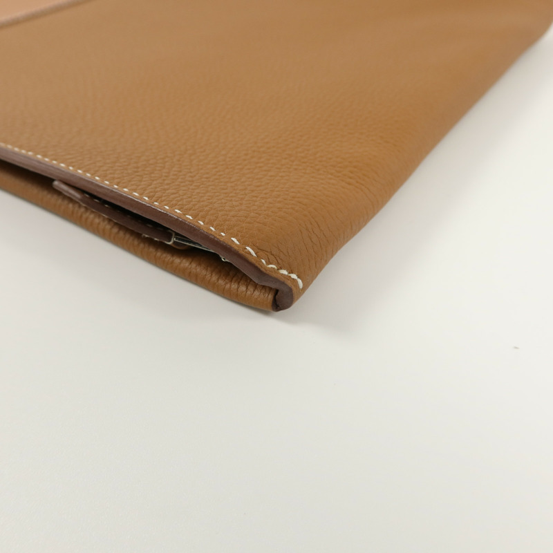 HERMES Togo/Evercolor皮革Manhattan Duo 35手拿包Gold-10