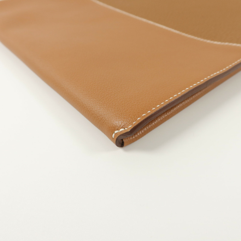 HERMES Togo/Evercolor皮革Manhattan Duo 35手拿包Gold-11