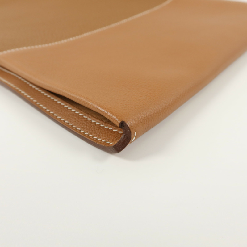 HERMES Togo/Evercolor皮革Manhattan Duo 35手拿包Gold-12