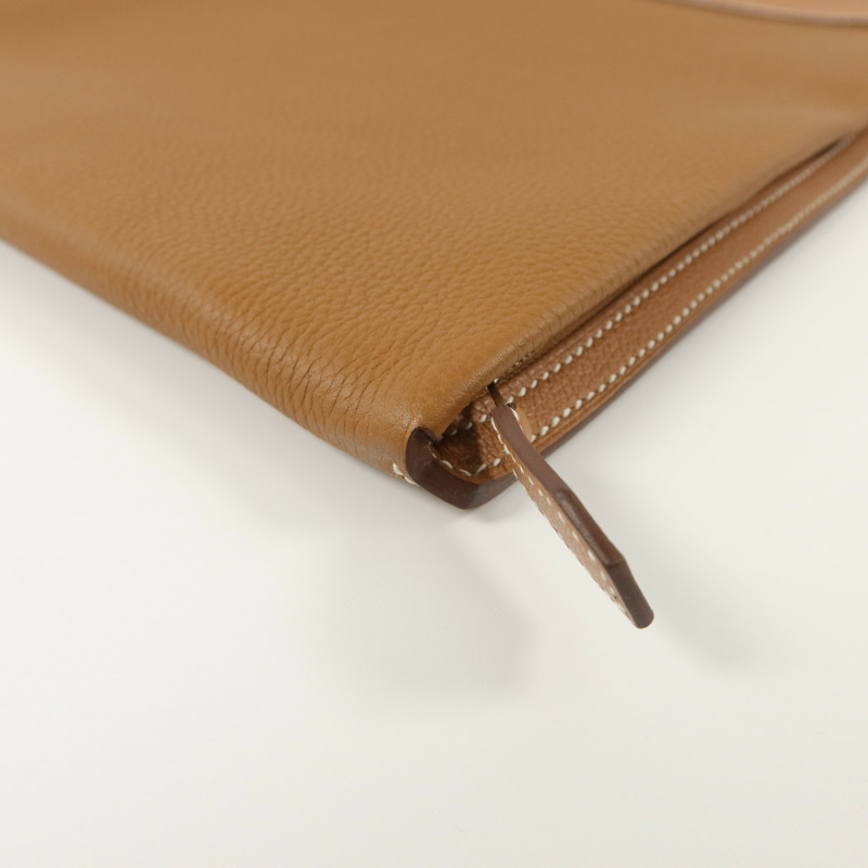 HERMES Togo/Evercolor皮革Manhattan Duo 35手拿包Gold-13