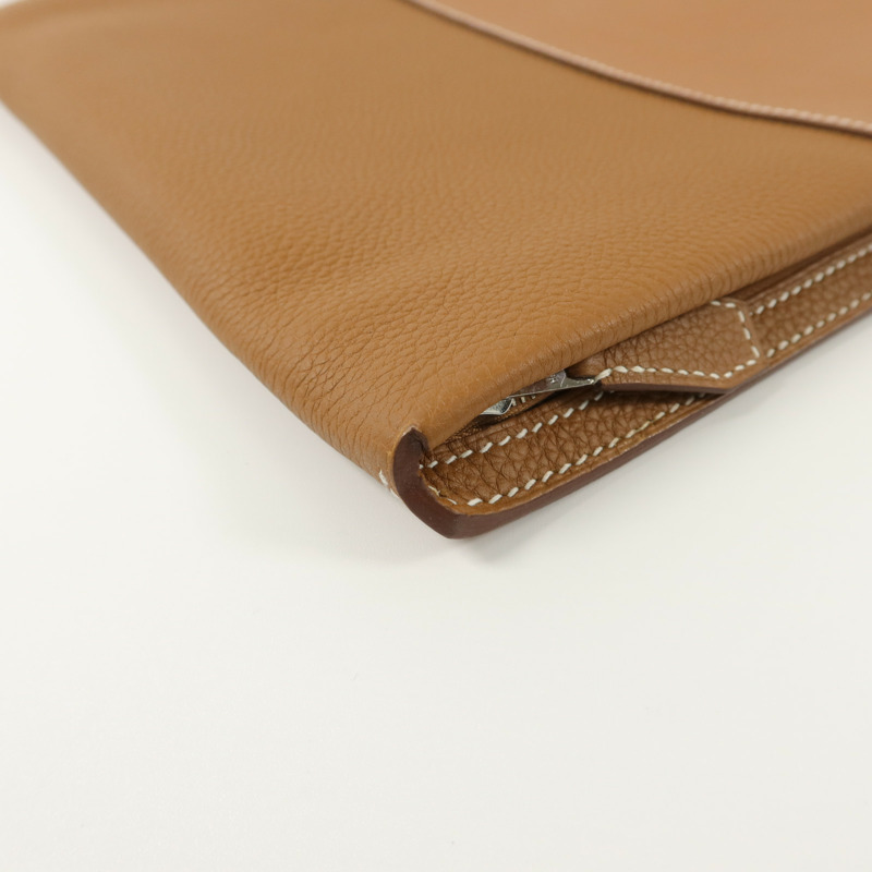 HERMES Togo/Evercolor皮革Manhattan Duo 35手拿包Gold-14
