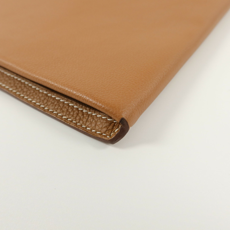 HERMES Togo/Evercolor皮革Manhattan Duo 35手拿包Gold-15