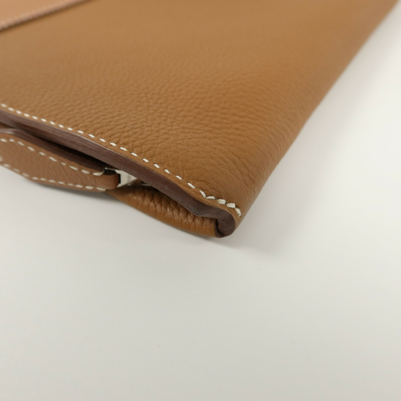 HERMES Togo/Evercolor皮革Manhattan Duo 35手拿包Gold-17