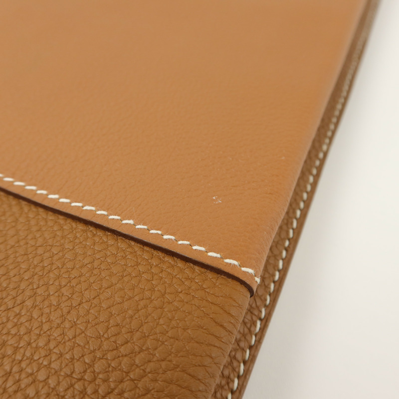 HERMES Togo/Evercolor皮革Manhattan Duo 35手拿包Gold-18