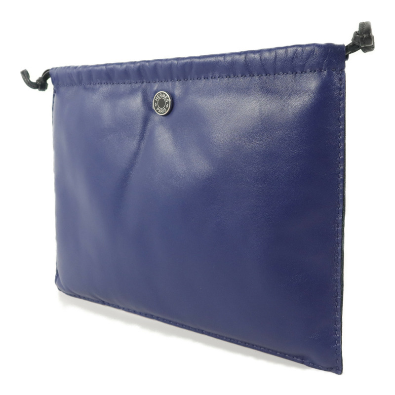 HERMES Milo/Swift皮革Pilo Pouch手拿包Bleu Encre-2