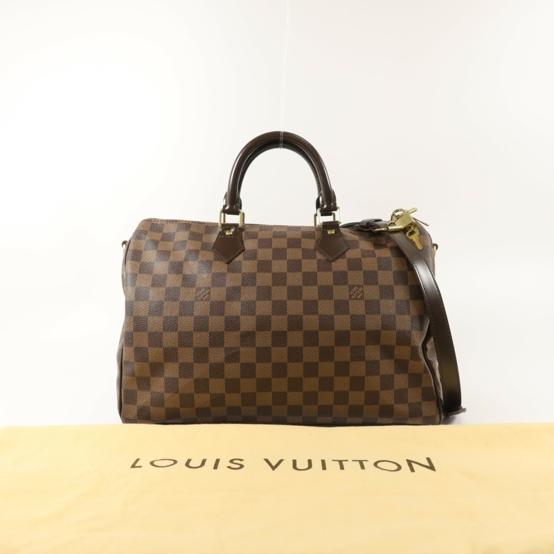 LOUIS VUITTON Damier Speedy Bandouliere 35手挽肩背兩用袋-8