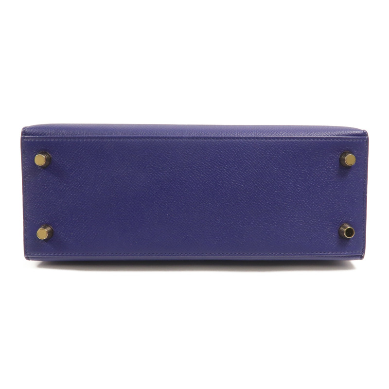 HERMES Epsom皮革Kelly 25手挽肩背兩用袋Bleu Encre-3