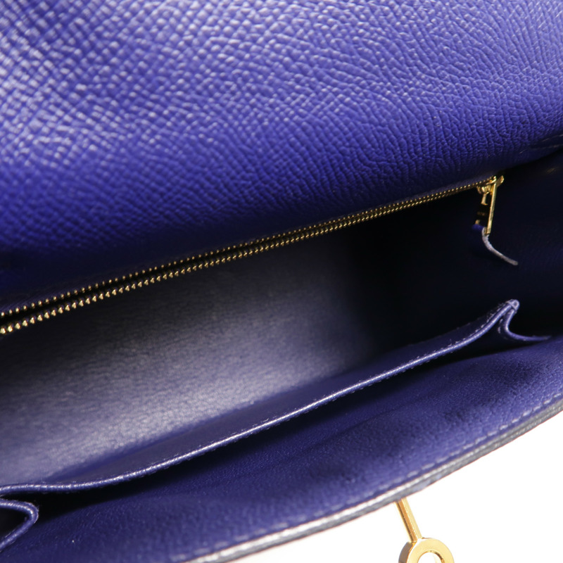 HERMES Epsom皮革Kelly 25手挽肩背兩用袋Bleu Encre-4