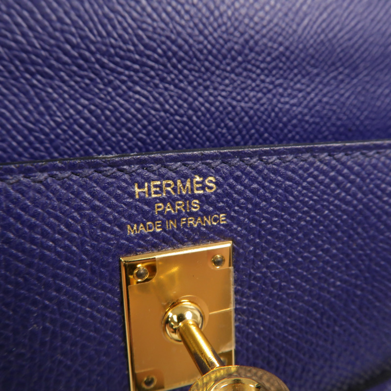 HERMES Epsom皮革Kelly 25手挽肩背兩用袋Bleu Encre-5