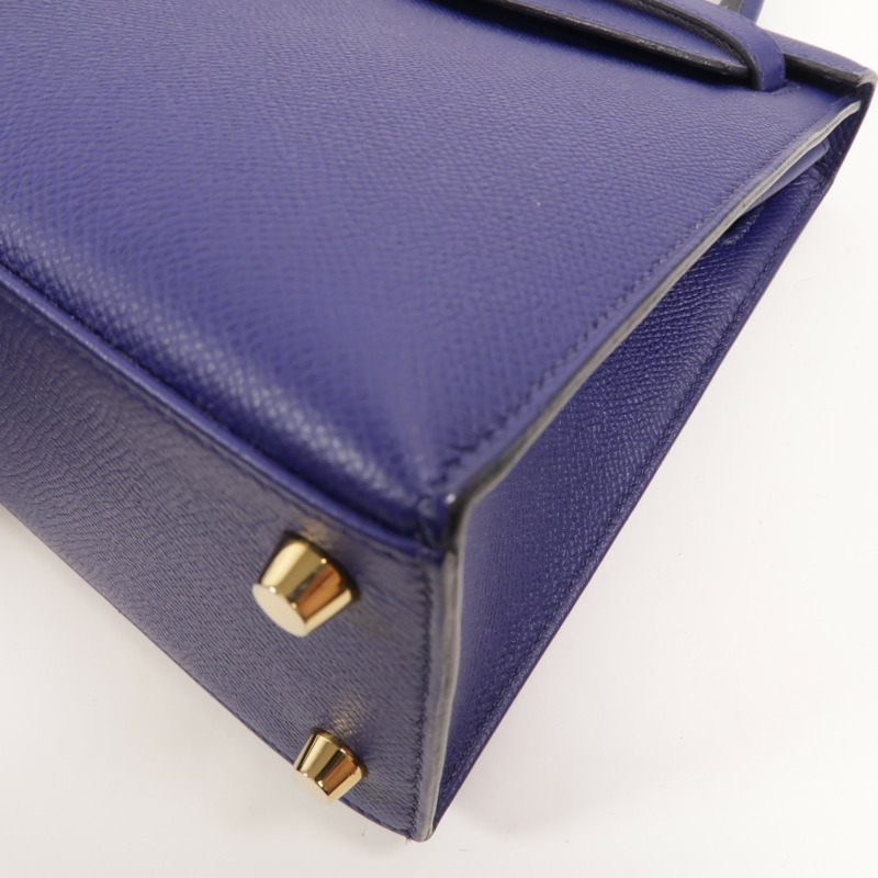 HERMES Epsom皮革Kelly 25手挽肩背兩用袋Bleu Encre-12