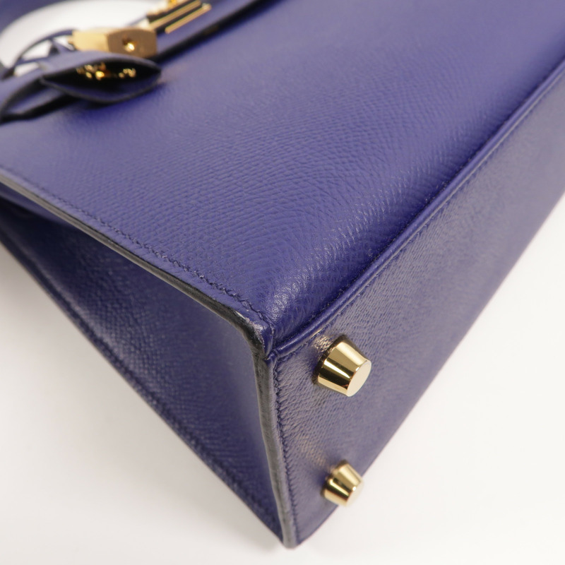 HERMES Epsom皮革Kelly 25手挽肩背兩用袋Bleu Encre-13