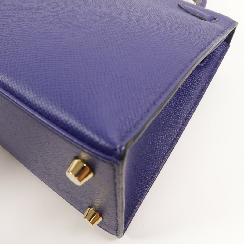HERMES Epsom皮革Kelly 25手挽肩背兩用袋Bleu Encre-15
