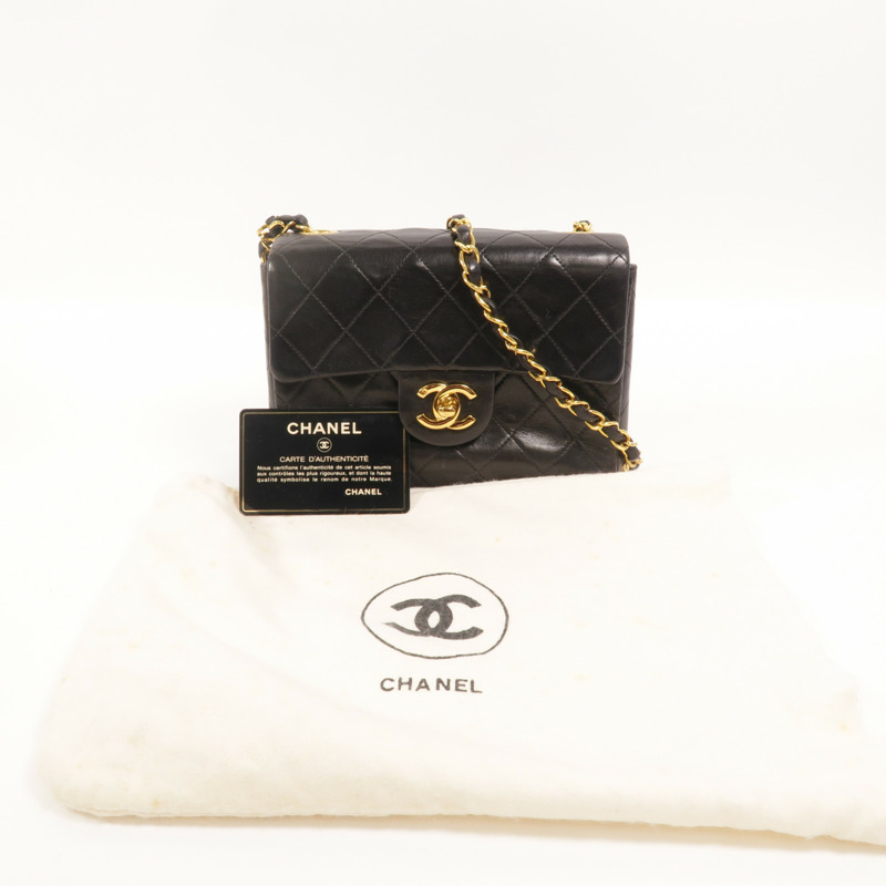 CHANEL 羊皮皮革Vintage Classic 17鏈帶肩背袋-12