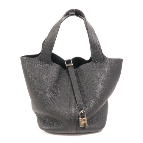 HERMES Clemence皮革Picotin MM手挽袋Noir