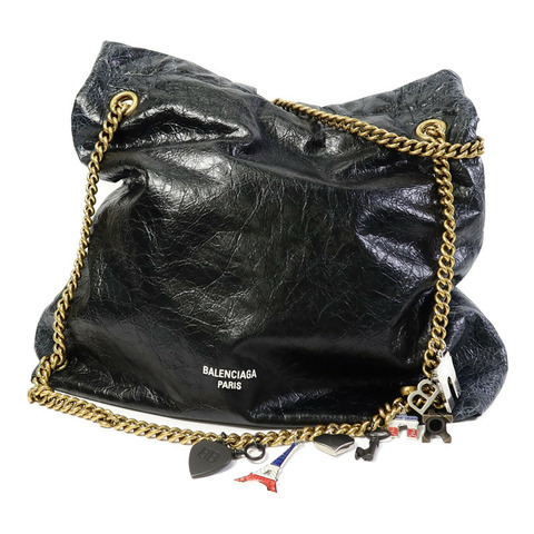 BALENCIAGA 羊皮皮革Crush Medium Tote Bag鏈帶肩背袋