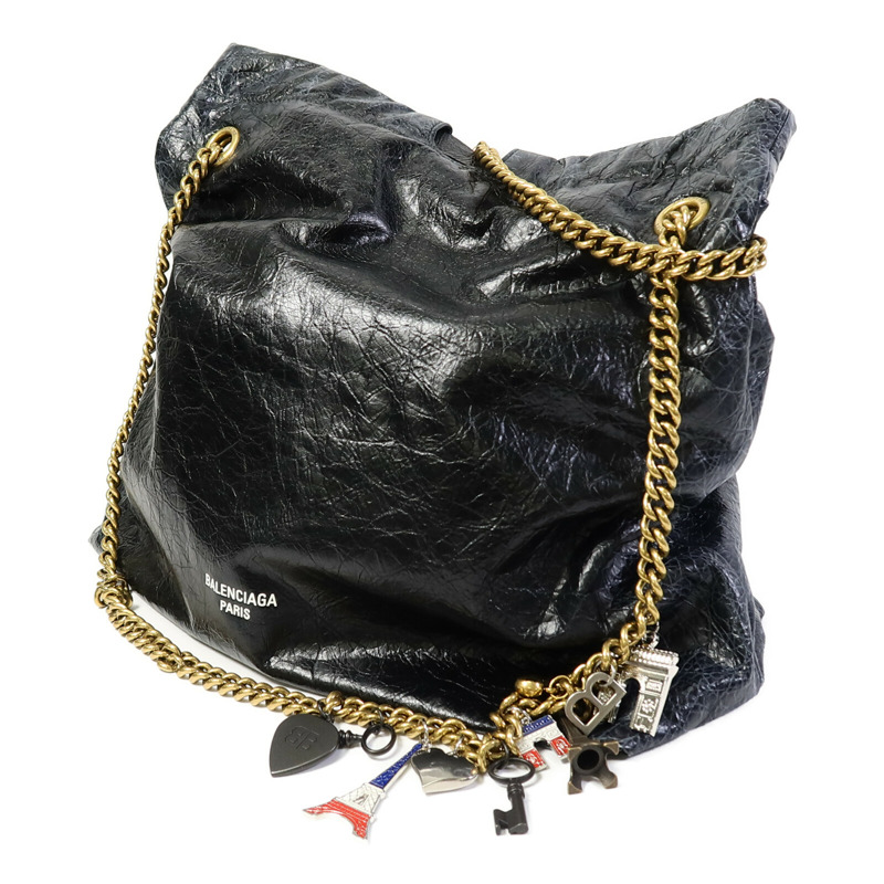 BALENCIAGA 羊皮皮革Crush Medium Tote Bag鏈帶肩背袋-1