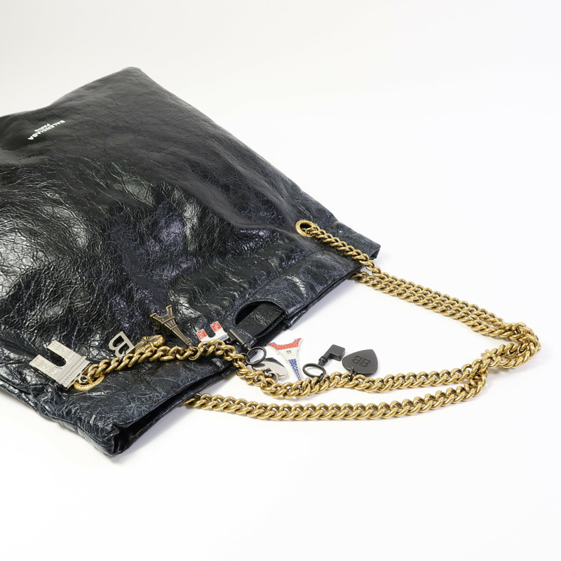 BALENCIAGA 羊皮皮革Crush Medium Tote Bag鏈帶肩背袋-10