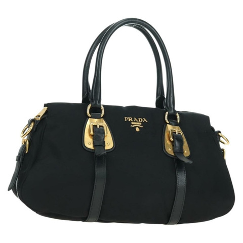 PRADA 尼龍手提包 黑色 金色 正品 177010V