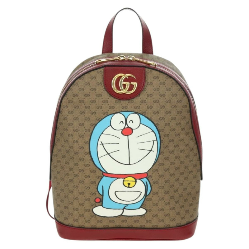 【日本直送】GUCCI Micro GG Supreme哆啦A夢雙肩包 PVC 米色 金色 647816 正品 BA12426M-1