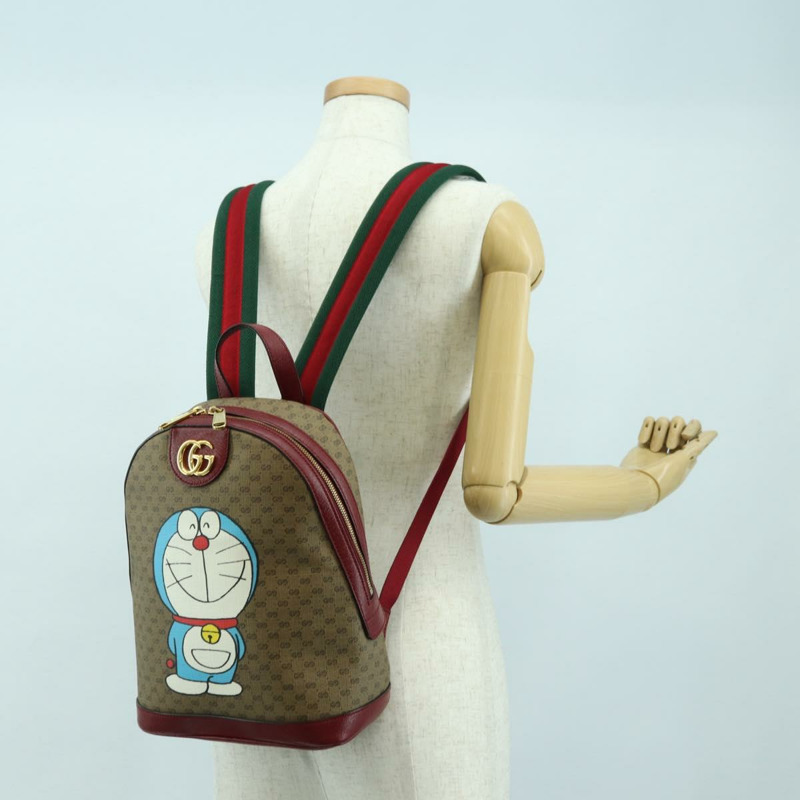 【日本直送】GUCCI Micro GG Supreme哆啦A夢雙肩包 PVC 米色 金色 647816 正品 BA12426M-27