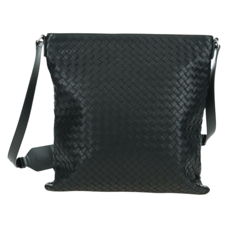 【日本直送】BOTTEGA VENETA INTRECCIATO 皮革肩背包 黑色 銀色 正品 am11497SAV-2