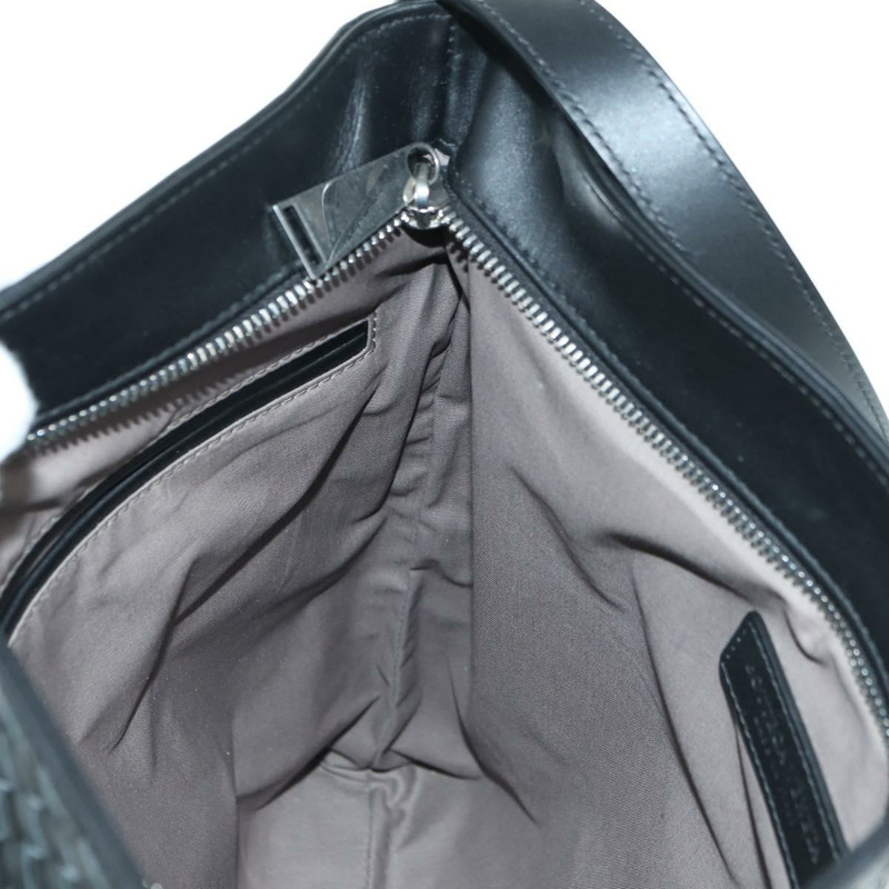 【日本直送】BOTTEGA VENETA INTRECCIATO 皮革肩背包 黑色 銀色 正品 am11497SAV-17