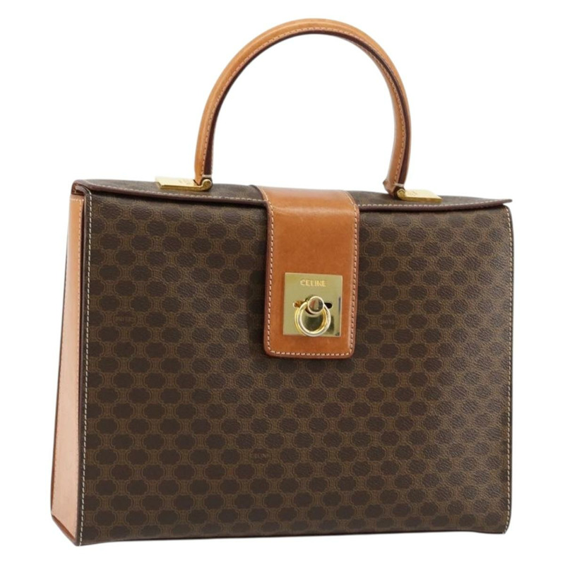 【日本直送】CELINE Macadam帆布手提包 PVC皮革 棕色 金色 正品 177206A-0