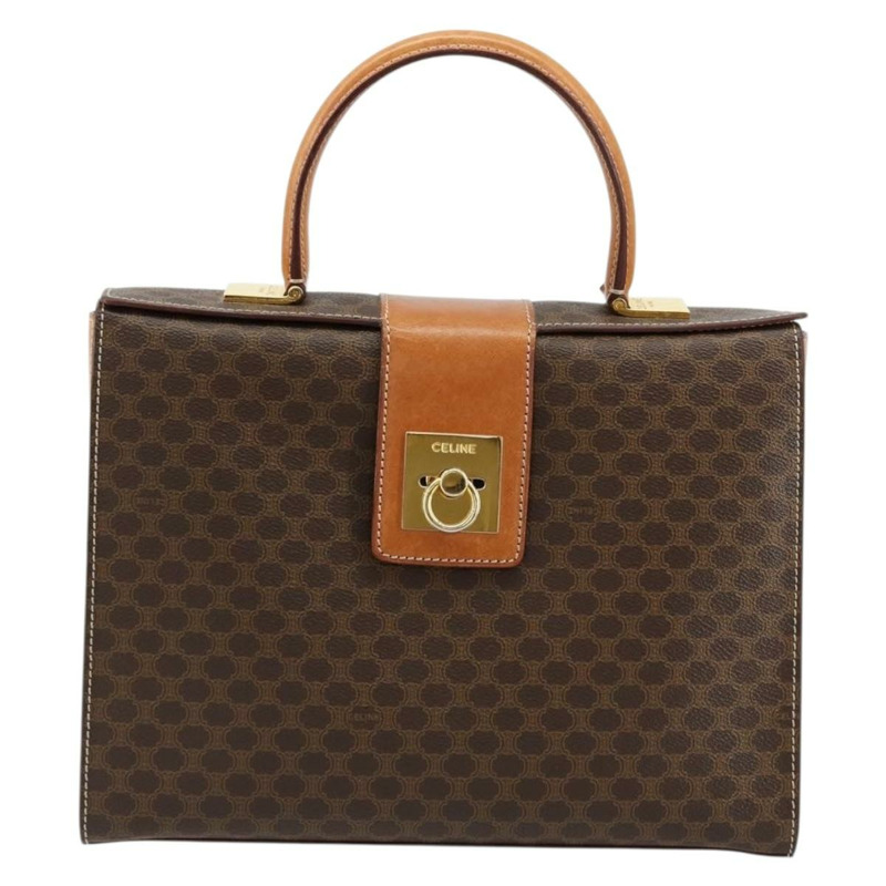 【日本直送】CELINE Macadam帆布手提包 PVC皮革 棕色 金色 正品 177206A-1