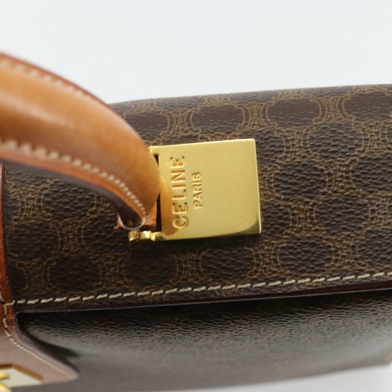 【日本直送】CELINE Macadam帆布手提包 PVC皮革 棕色 金色 正品 177206A-13