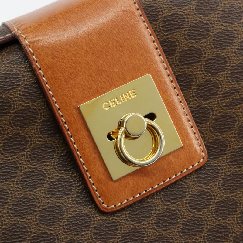 【日本直送】CELINE Macadam帆布手提包 PVC皮革 棕色 金色 正品 177206A-14