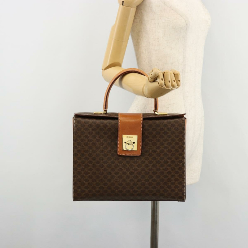 【日本直送】CELINE Macadam帆布手提包 PVC皮革 棕色 金色 正品 177206A-23