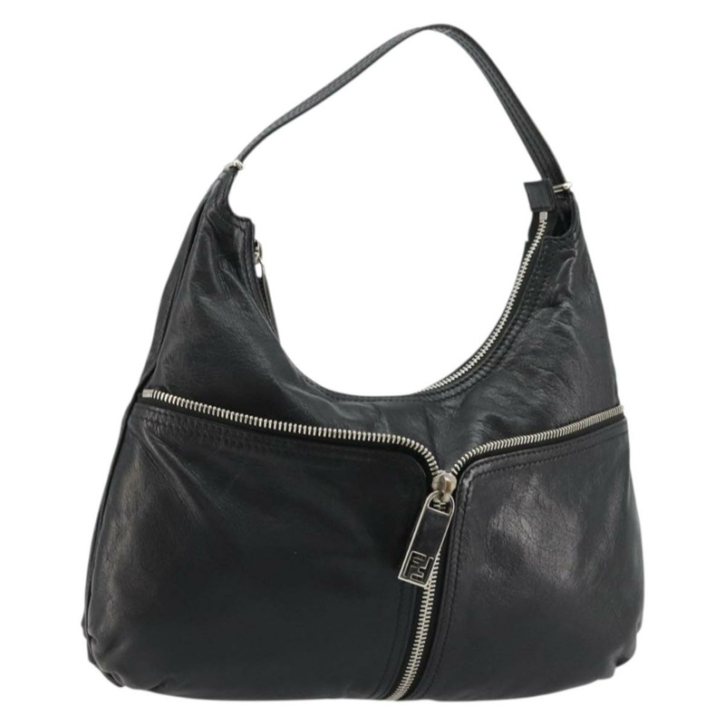【日本直送】FENDI 銀色黑色皮革肩背包 正品 178594A-0