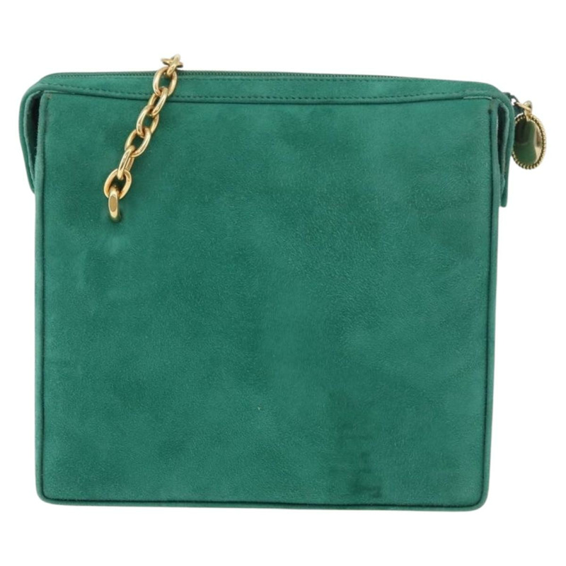 【日本直送】Christian Dior 鏈條肩背包 絨面革 綠色 金色 正品 177237A-3