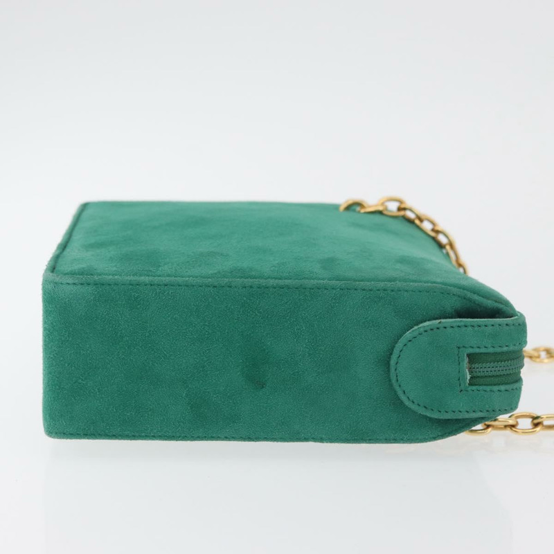 【日本直送】Christian Dior 鏈條肩背包 絨面革 綠色 金色 正品 177237A-4