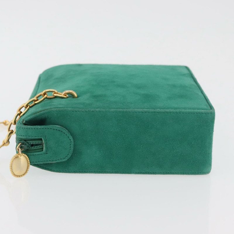 【日本直送】Christian Dior 鏈條肩背包 絨面革 綠色 金色 正品 177237A-5