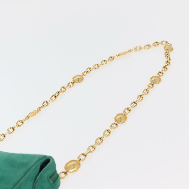 【日本直送】Christian Dior 鏈條肩背包 絨面革 綠色 金色 正品 177237A-7