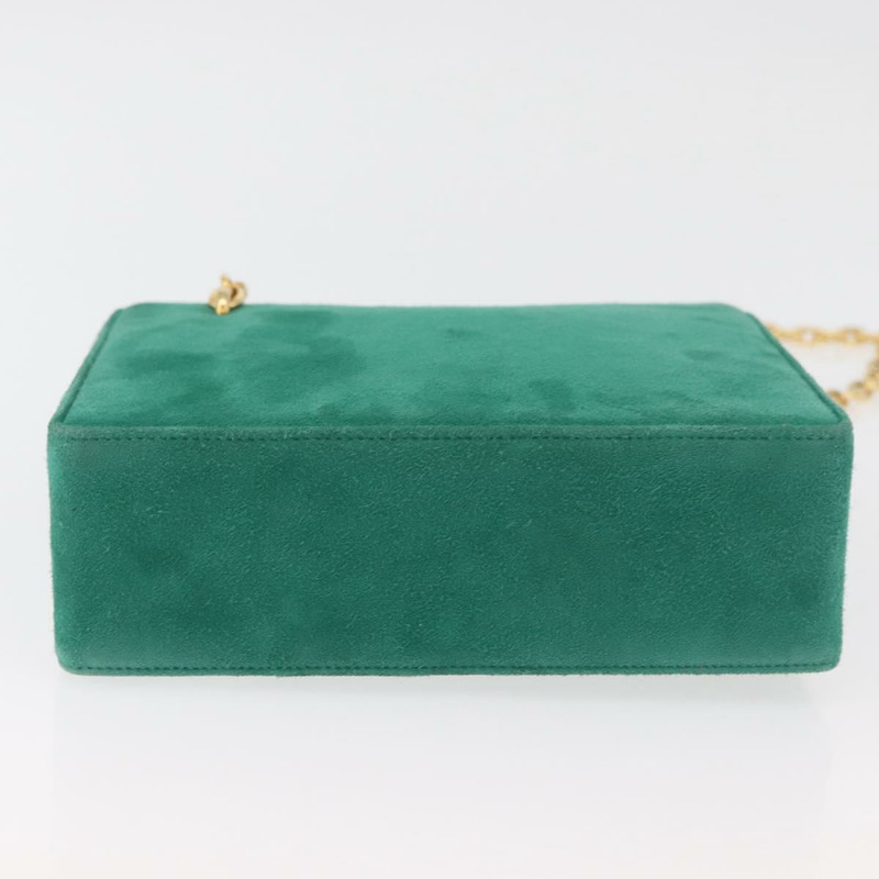 【日本直送】Christian Dior 鏈條肩背包 絨面革 綠色 金色 正品 177237A-8