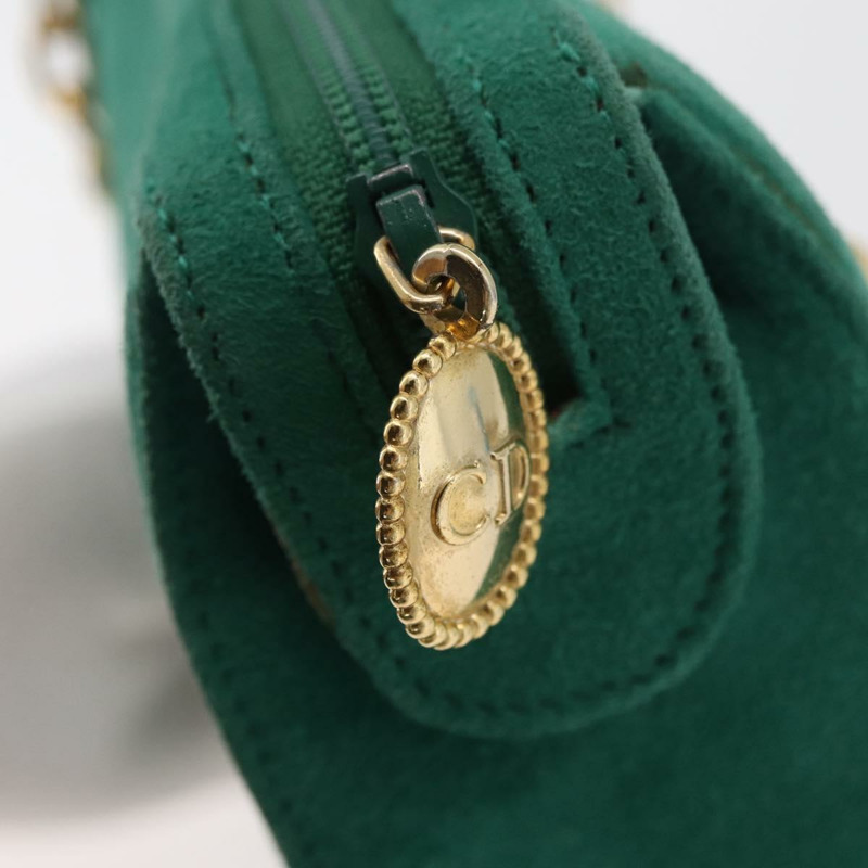 【日本直送】Christian Dior 鏈條肩背包 絨面革 綠色 金色 正品 177237A-13