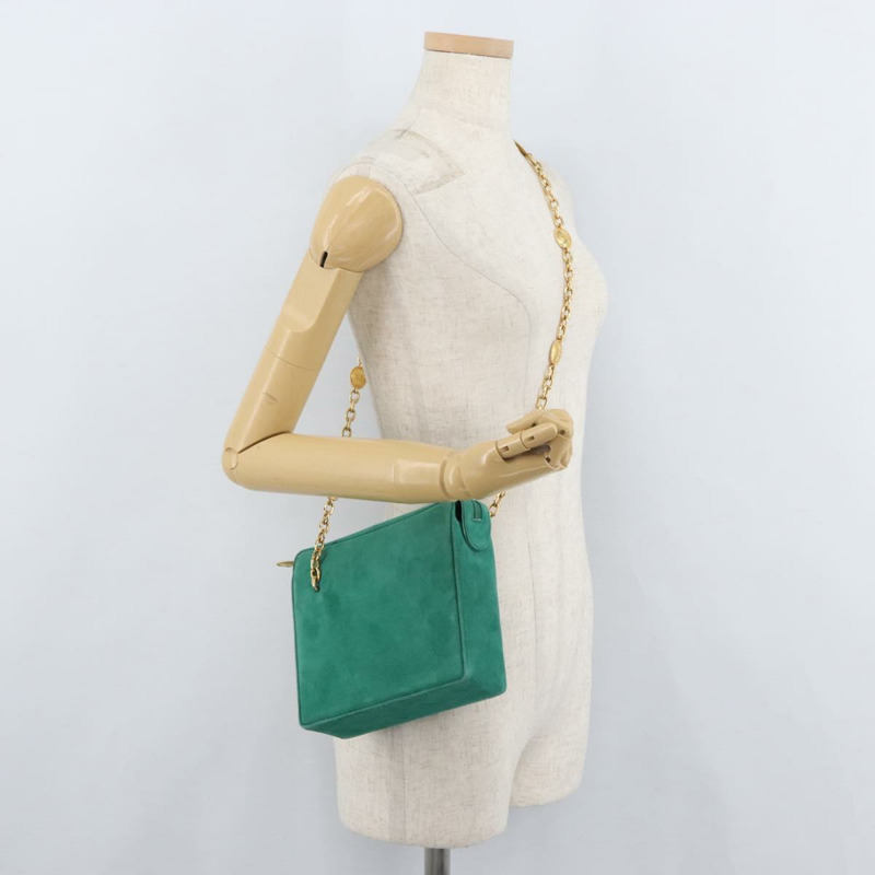 【日本直送】Christian Dior 鏈條肩背包 絨面革 綠色 金色 正品 177237A-19