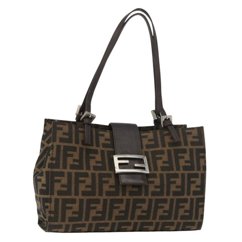 FENDI Zucca帆布Mamma Baguette手袋 黑色棕色 正品 175070A