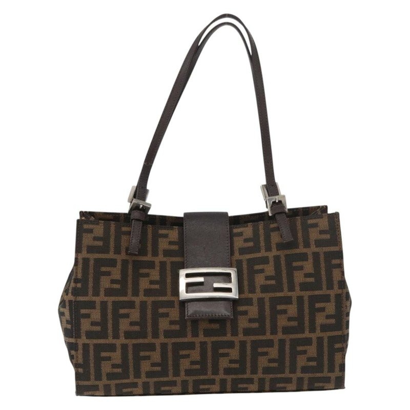 【日本直送】FENDI Zucca帆布Mamma Baguette手袋 黑色棕色 正品 175070A-1