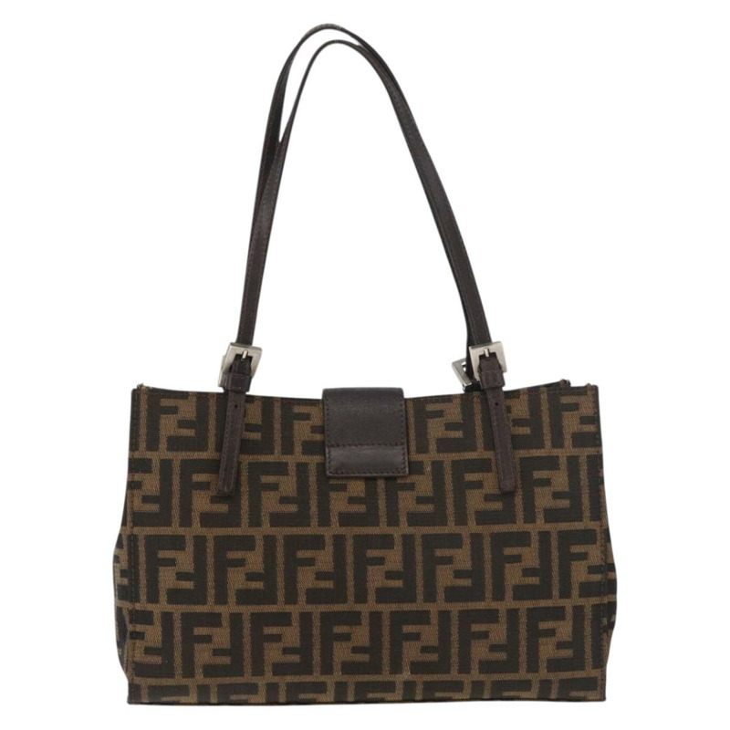 【日本直送】FENDI Zucca帆布Mamma Baguette手袋 黑色棕色 正品 175070A-2